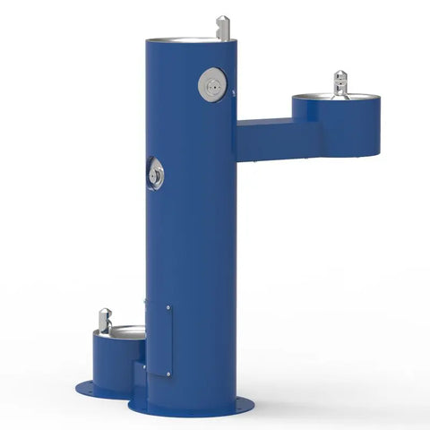 pedestal mounted outdoor drinking fountain, drinking fountain with bottle fillers