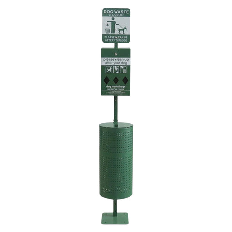 Outdoor Waste Steel Dog Disposal Bin Outside Garden Park Standing Garbage Trash Can Container Pet Poop Station