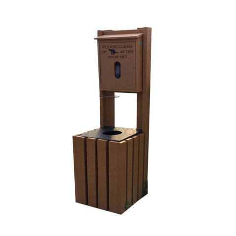 Outdoor Trash Can with Lid HDPE Plastic Wood Outdoor Garbage Can with Lid for Dog Waste Station Use