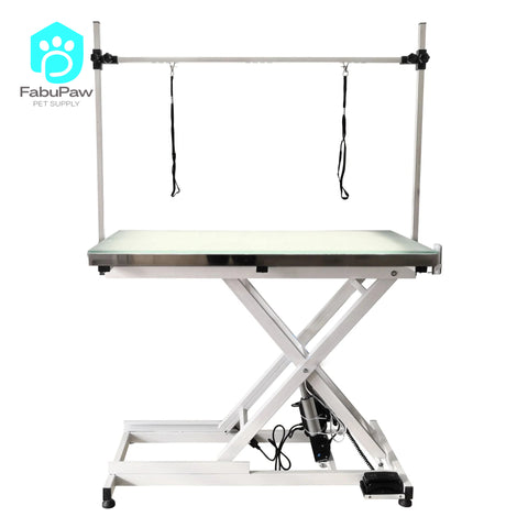 Adjustable Height Folding Hydraulic Air Lifting LED Illuminated Pet Grooming Table Stainless Steel Dog and Cat Show Supplies