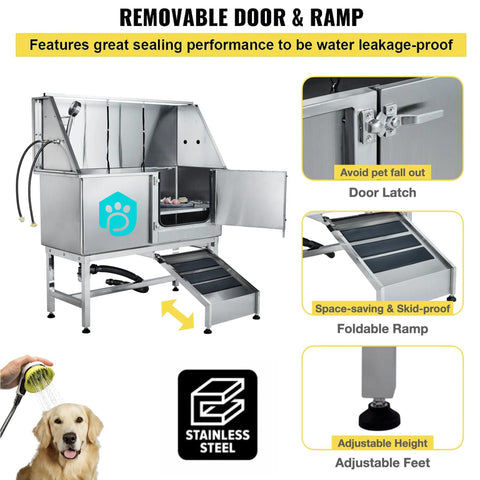 Portable Stainless Steel Pet Spa Bathtub for Large Pet Dog with Bathing Products