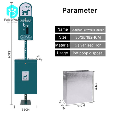 Outdoor  Pet Excrement Dustbin Square Community Park Pet Cleaning Tools Dog Waste Bag Pet Poop Waste Station for Dogs