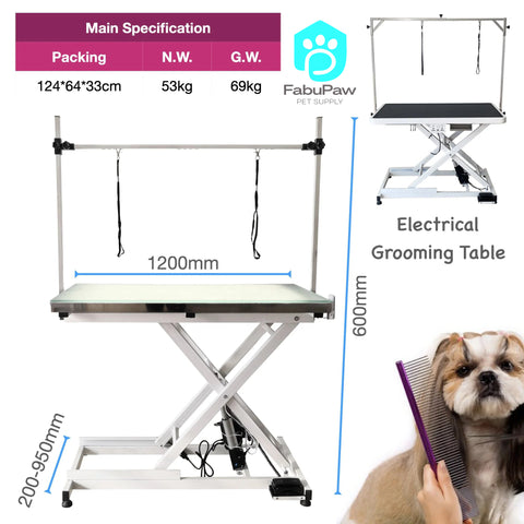 Adjustable Height Folding Hydraulic Air Lifting LED Illuminated Pet Grooming Table Stainless Steel Dog and Cat Show Supplies