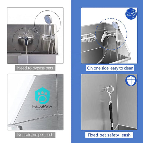 Novelty Designed Stainless Steel Pet Grooming Spa Bath Tubs Shower with Ozone Function Sustainable Grooming Sets Dogs