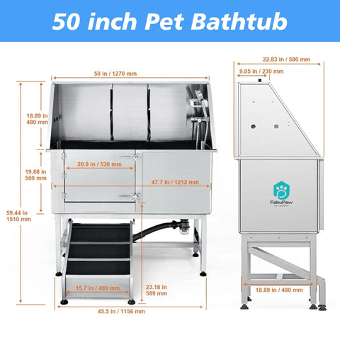 Novelty Designed Sustainable Stainless Steel Dog Grooming Tubs Vet Cleaning Equipment Pet Beauty Bath Tub for Dogs and Cats