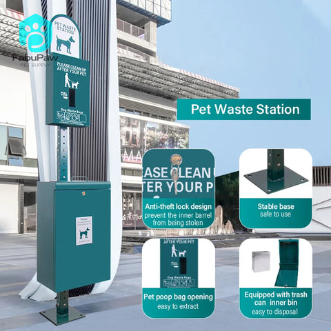 Outdoor  Pet Excrement Dustbin Square Community Park Pet Cleaning Tools Dog Waste Bag Pet Poop Waste Station for Dogs