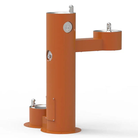 pedestal mounted outdoor drinking fountain, drinking fountain with bottle fillers