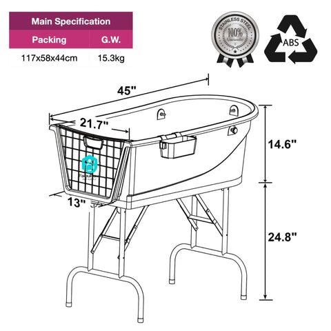 Wholesale products portable Heavy Duty Foldable ABS plastic pet beauty bath tub dog grooming bathtub Wash Station for dog shower