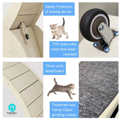 Petsproofing Interactive Anti-depression Wooden Fiber Board Pet Tread Exercise Running Wheel Cat Exercise Dog Fun Treadmill Toy