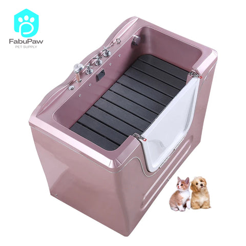 Acrylic Surfing Negative Ion Shower Pet Bubble Bath Spa Tub With  Plastic Wood Compartment And Colorful Lights