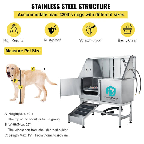 Novelty Designed Sustainable Stainless Steel Dog Grooming Tubs Vet Cleaning Equipment Pet Beauty Bath Tub for Dogs and Cats