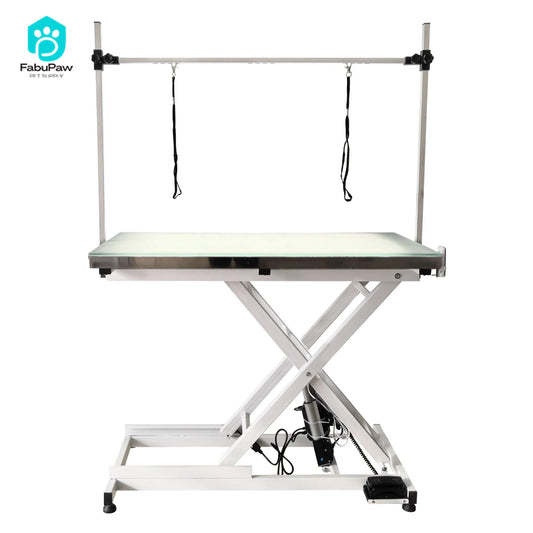 Pet supplies Illuminated Electrical LED Adjustable Height Folding hydraulic air lifting dog cat pet grooming table for show