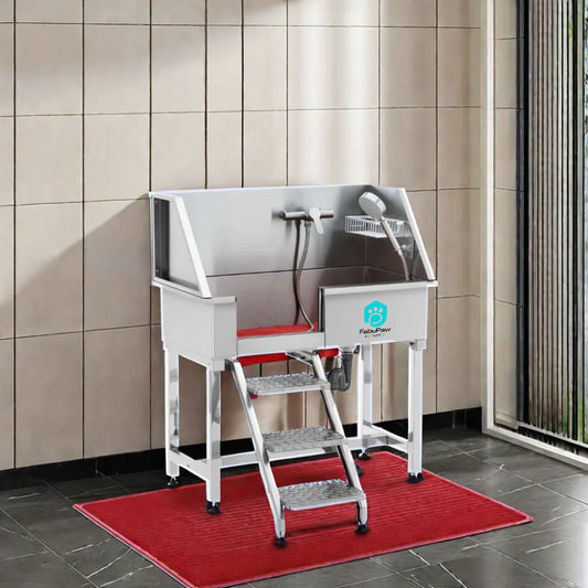 Pet supplies Luxury 34" Right Door Stainless Steel Dog Pet Spa Bathing Grooming Baths Sustainable Pet Wash Station dog wash sink