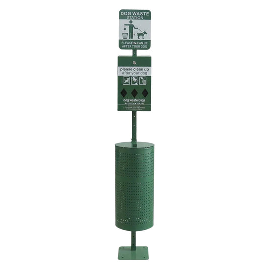 Outdoor Waste Steel Dog Disposal Bin Outside Garden Park Standing Garbage Trash Can Container Pet Poop Station