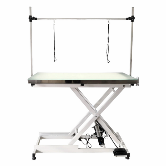 Adjustable Height Folding Hydraulic Air Lifting LED Illuminated Pet Grooming Table Stainless Steel Dog and Cat Show Supplies